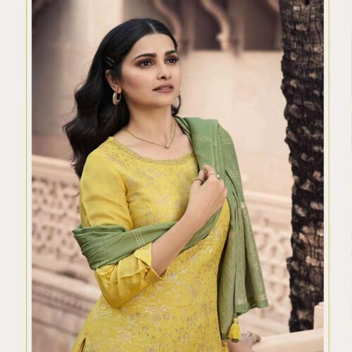 Glittering Yellow Party Wear Suit