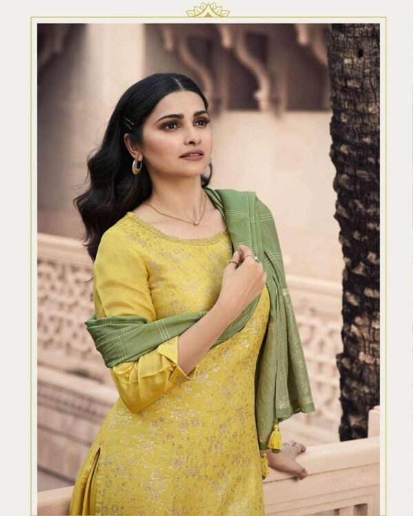 Glittering Yellow Party Wear Suit