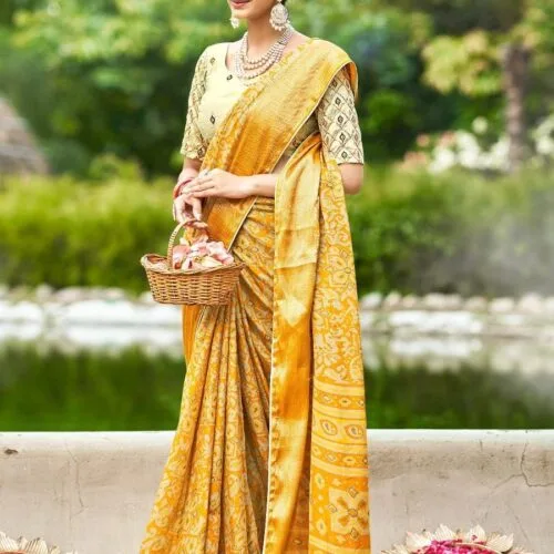 Yellow Maslin Saree