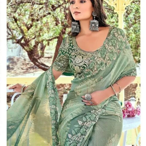 Green Chiffon Saree