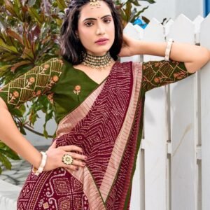 Wine Chiffon Saree