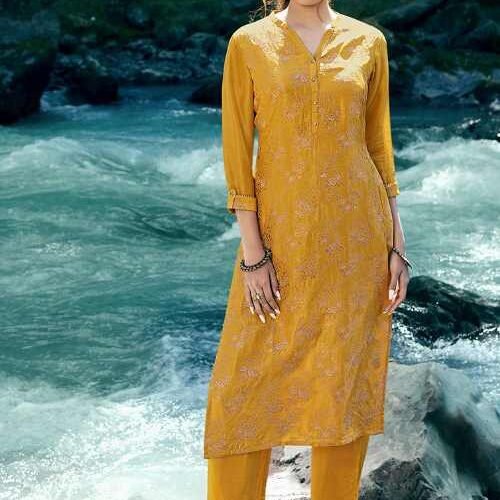 Mustard Party Wear Suit