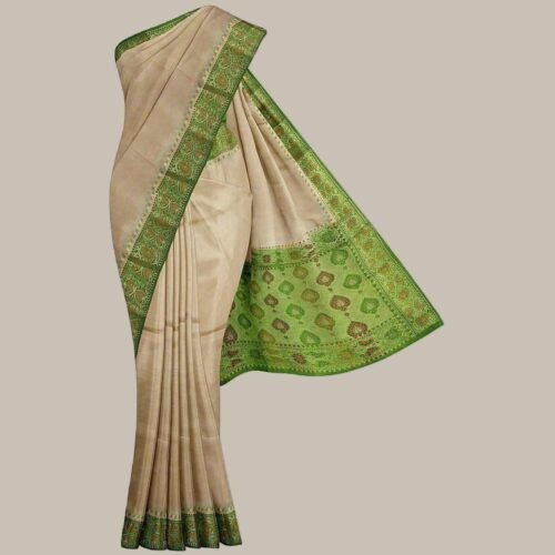 Beige Pure Silk Saree