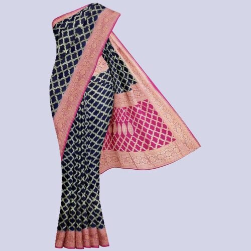 Blue/Pink Pure Khaddi Saree