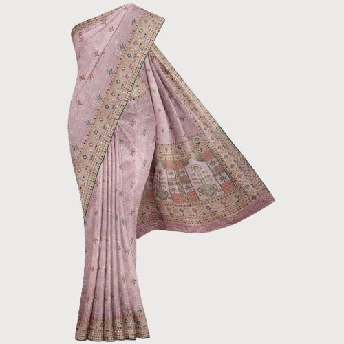 Pink Designer Silk Saree woven silk saree