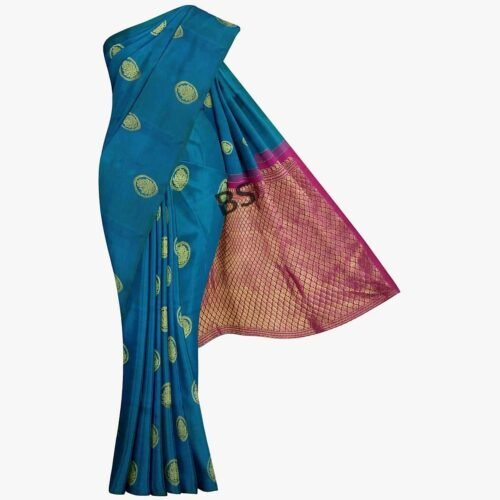 Turquoise Kanjivaram Pure Silk Saree