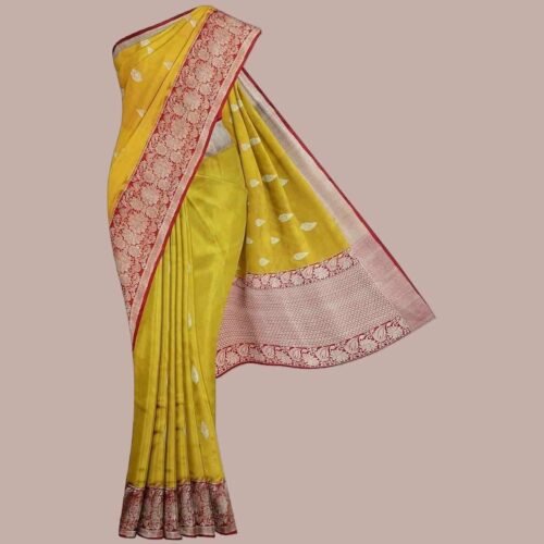 Yellow Banarasi Pure Silk Saree