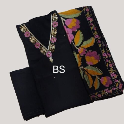 Black Designer Unstitched Suit