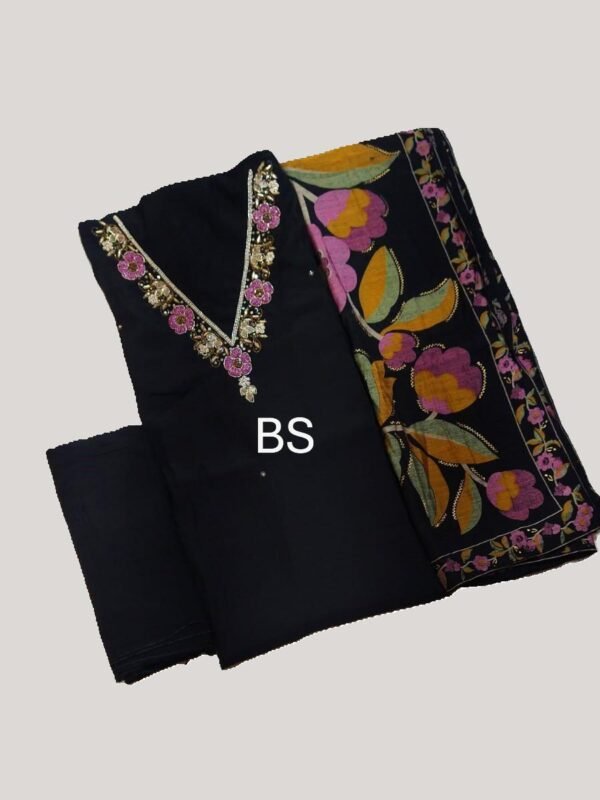 Black Designer Unstitched Suit