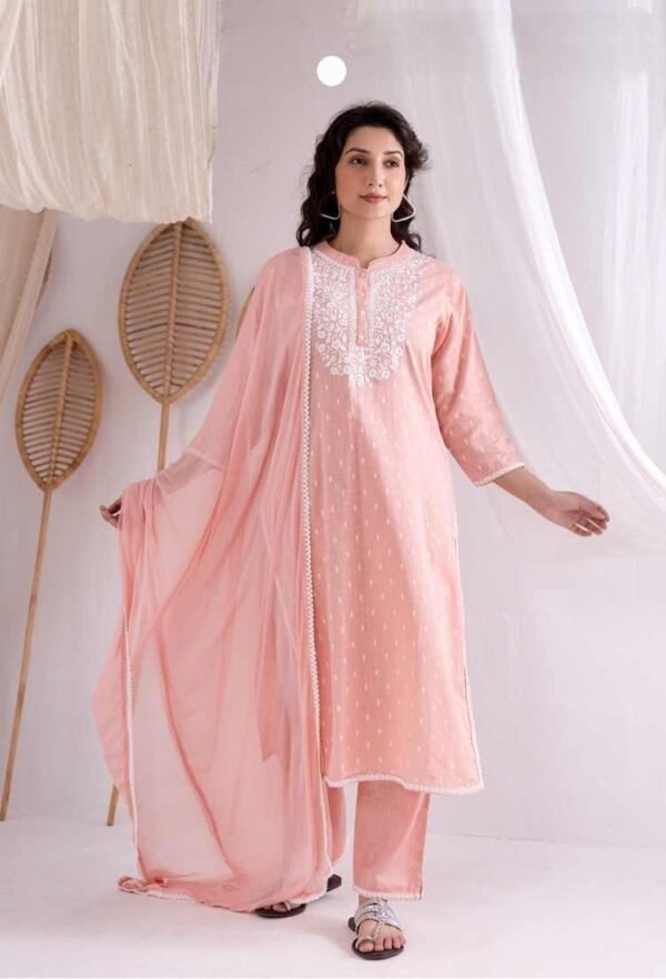 Peach Pant Suit with Dupatta