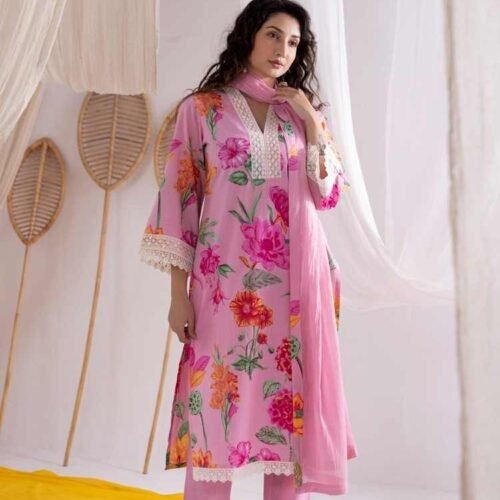 Pink Pant Suit with Dupatta