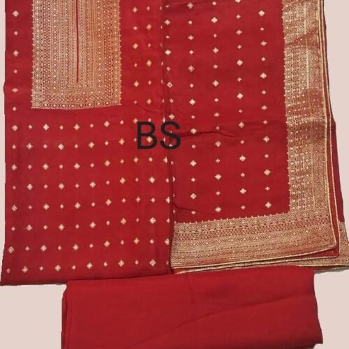 Red Designer Unstitched Suit