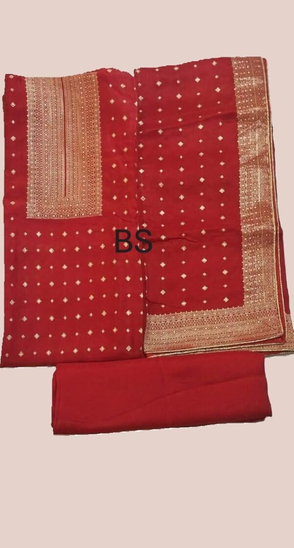 Red Designer Unstitched Suit