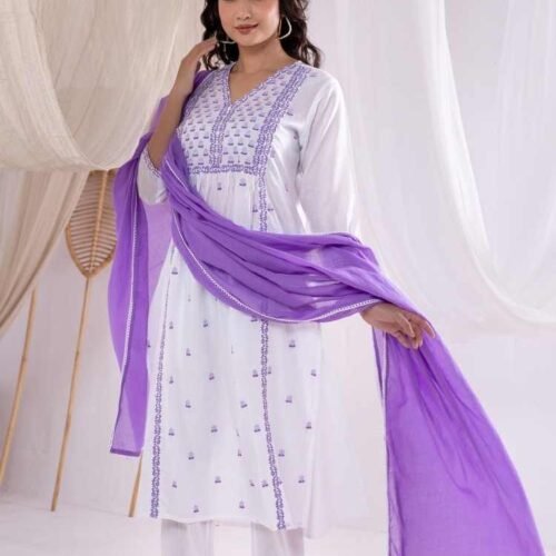 White Pant Suit with Dupatta