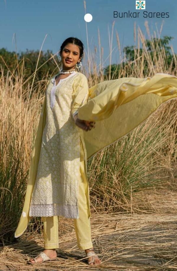 Yellow Pant Suit With Dupatta