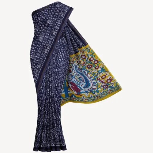 Indigo Chanderi Silk Saree