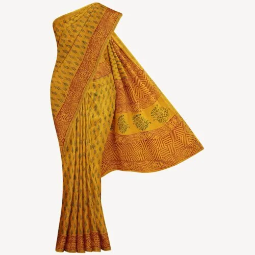 Yellow Chanderi Silk Saree
