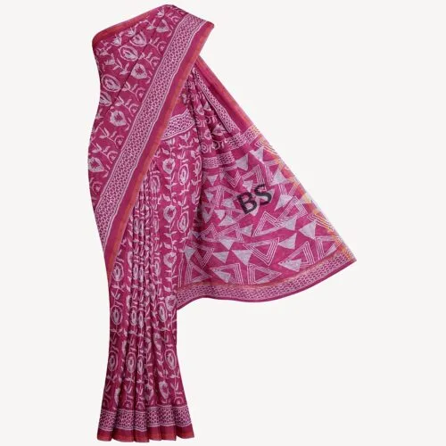 Pink Chanderi Silk Saree