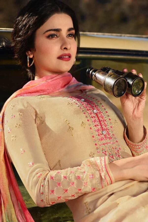 Beige Crepe Suit Beige Crepe Unstitched Suit