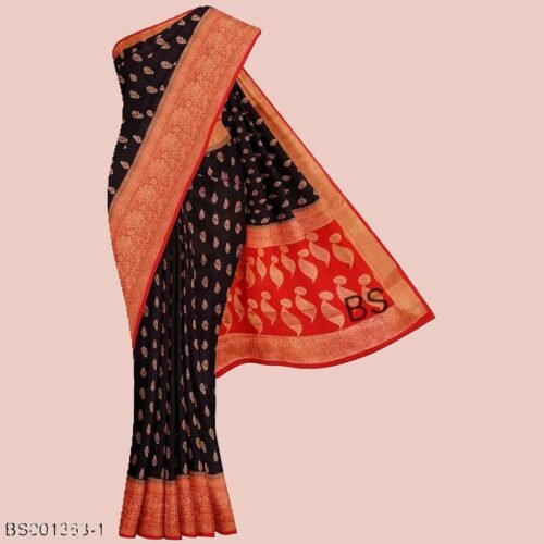 Black Banarasi Pure Khaddi Saree