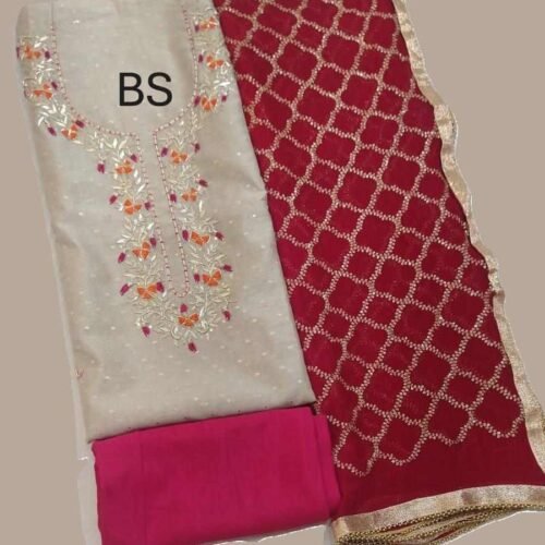 Cream Designer Unstitched Suit