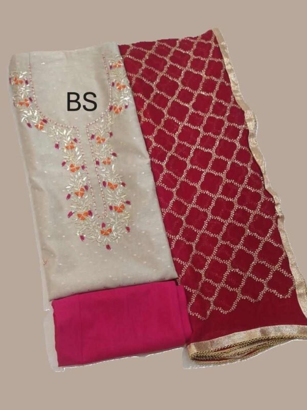 Cream Designer Unstitched Suit