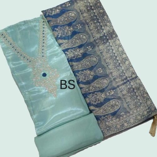 Icy Blue Designer Suit Icy Blue Designer Unstitched Suit