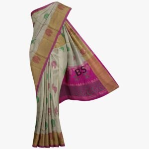 Off White Kanjivaram Pure Silk Saree