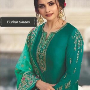 Rama Green Banarasi Crepe Suit