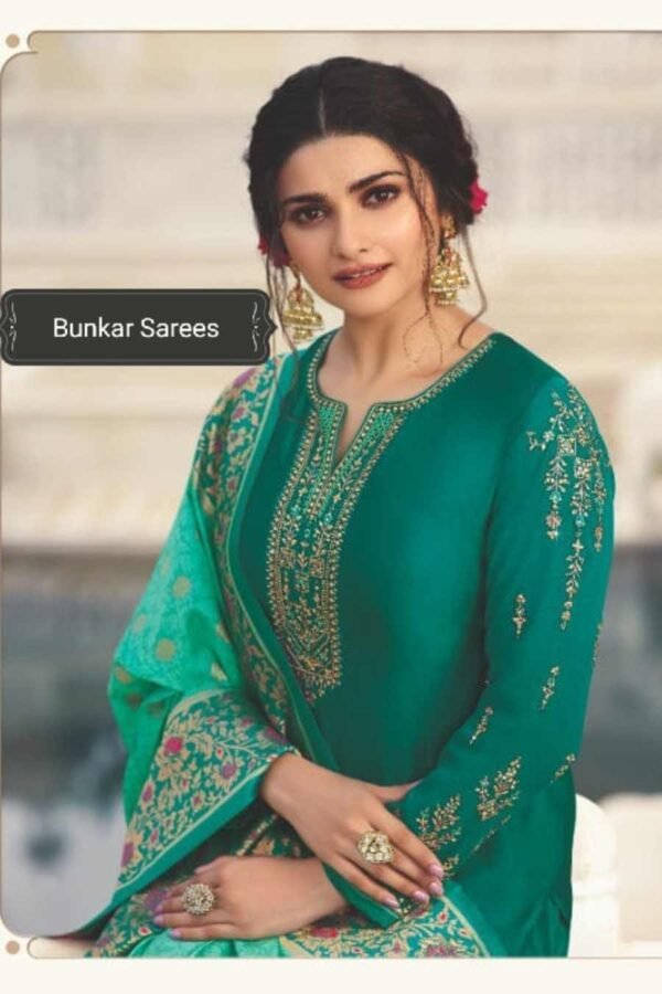 Rama Green Banarasi Unstitched Suit