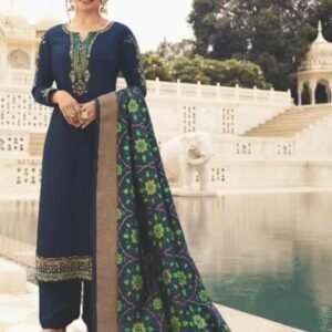 Steel Gray Banarasi Crepe Suit