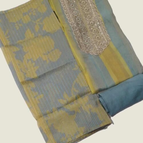 Yellow Designer Unstitched Suit