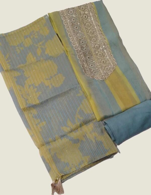 Yellow Designer Wear Suit Yellow Designer Unstitched Suit