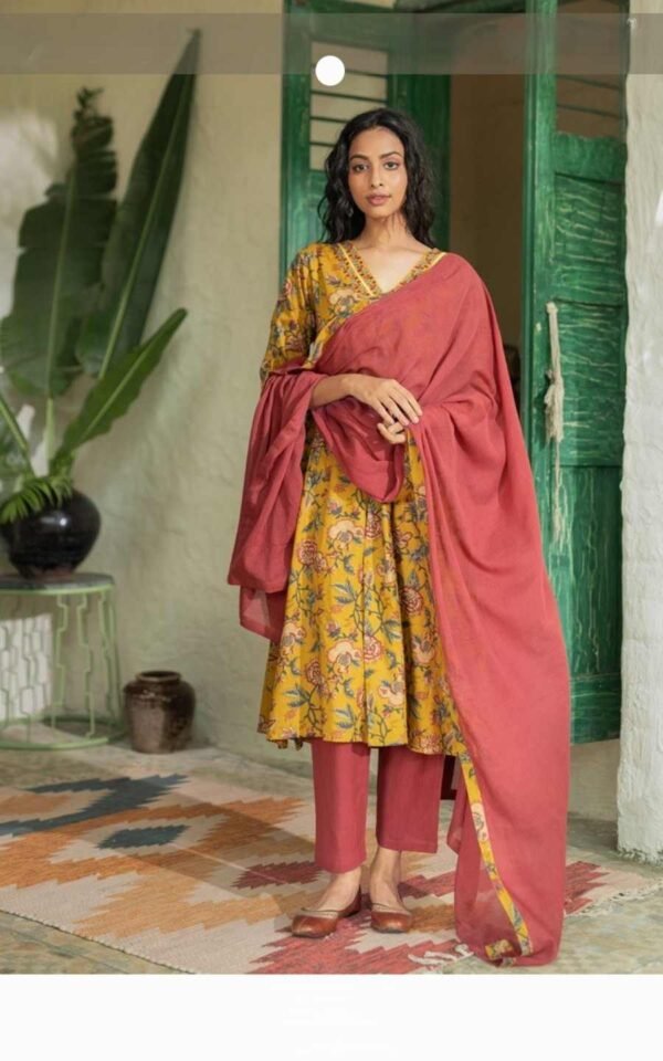 Mustard Pant Suit With Dupatta