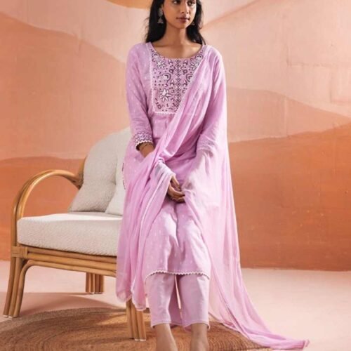 Pink Pant Suit With Dupatta
