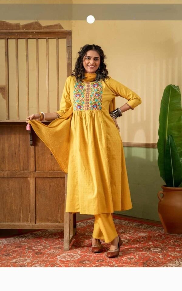 Yellow Pant Suit With Dupatta