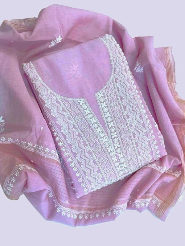 Pink Chikankari Suit Pink Chikan Unstitched Suit