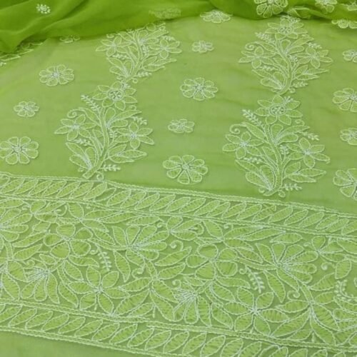 Green Chikankari Saree