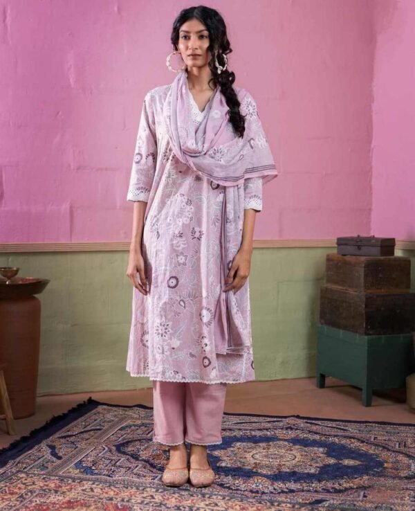 Pink Pant Suit With Dupatta