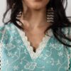 Icy Blue Pant Suit With Dupatta