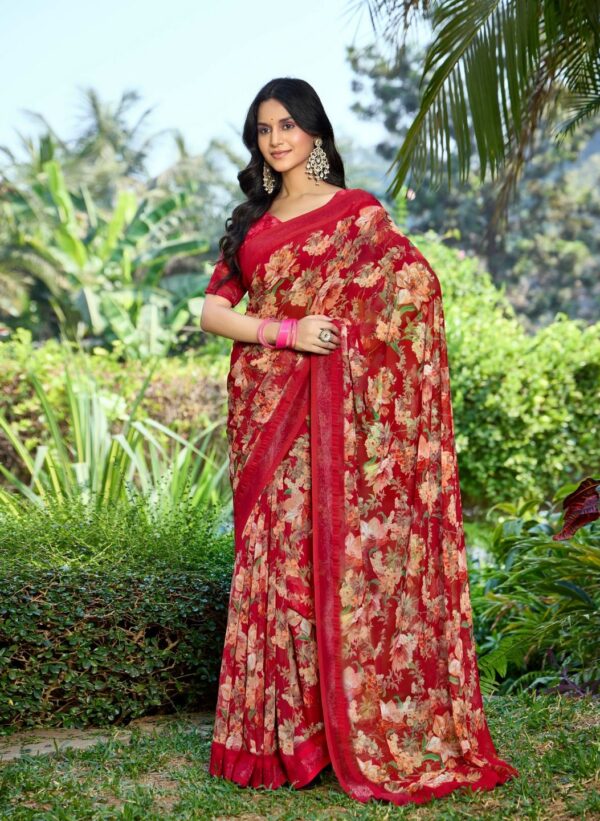 Red Printed Saree