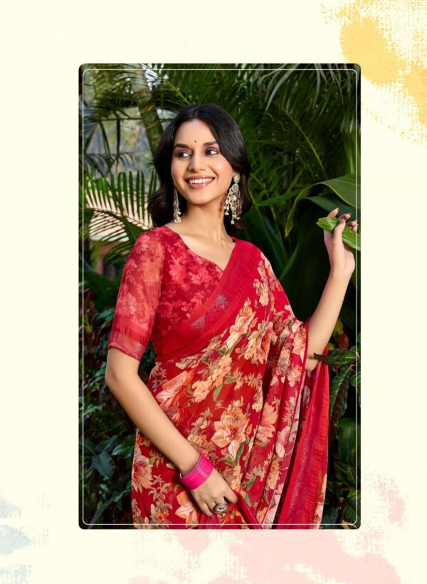 Red Printed Saree