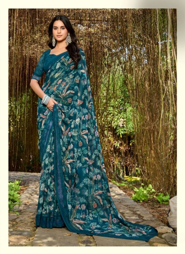 Indigo Blue Printed Saree