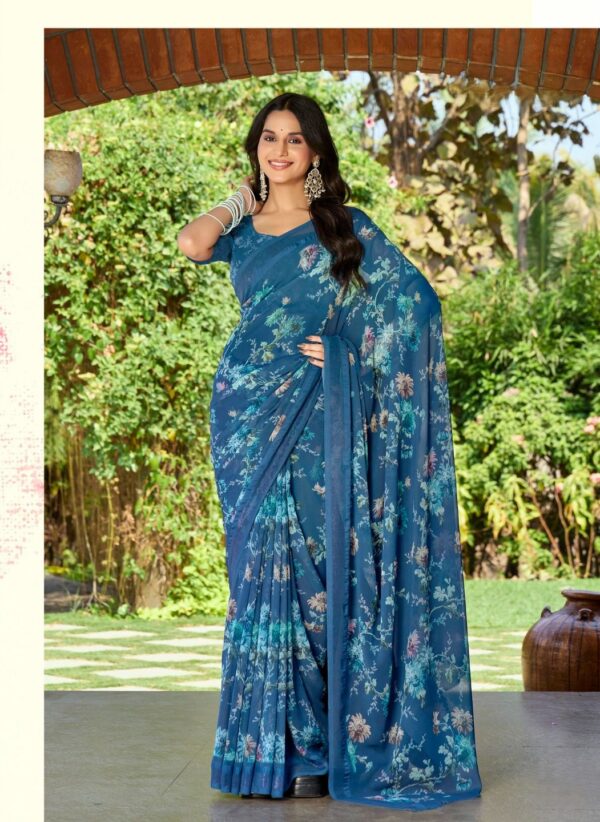 Teal Blue Party Wear Saree