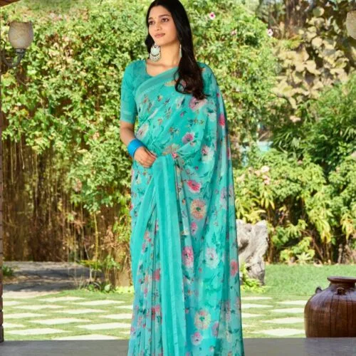 Firozi Party Wear Saree
