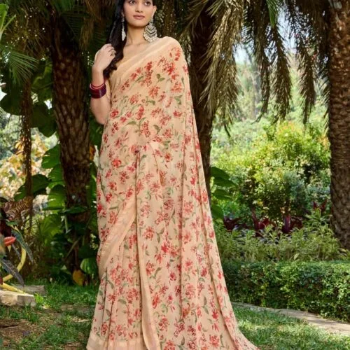 Peach Party Wear Saree