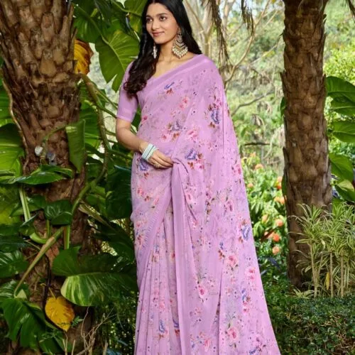 Lilac Party Wear Saree