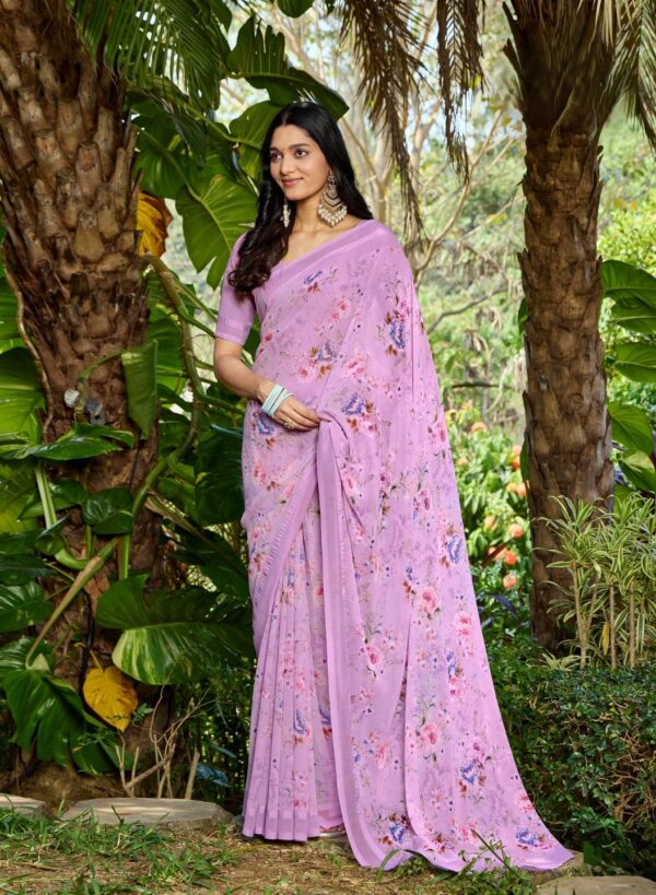 Lilac Party Wear Saree