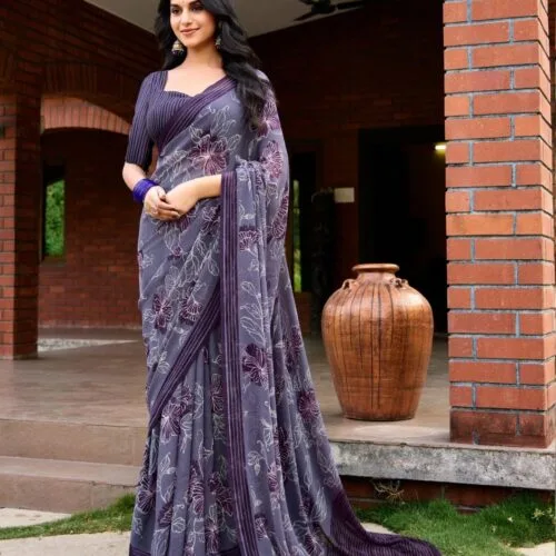 Purple Printed Saree