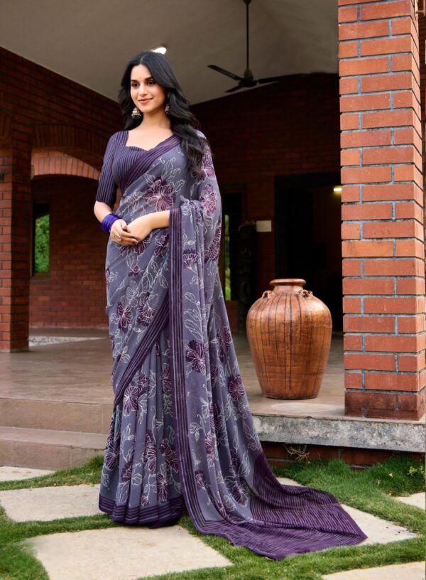 Purple Printed Saree